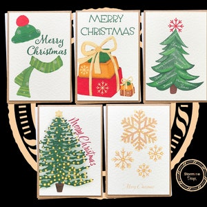 Confezione multipla di biglietti di Natale / Confezione da 5 a 20 biglietti / Confezione mista / Albero di Natale / Biglietti di Buon Natale / Fatti a mano / Biglietti di auguri