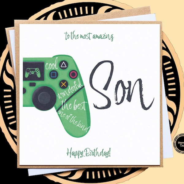 Gaming Controller Birthday Card For Son, Godson, Grandson, Nephew, Happy Birthday, Gamer Boys, 12th 13th 14th 15th 16th 17th 18th 21st 30th