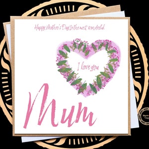 Tarjeta del Día de la Madre para mamá, abuela, mamá, tarjeta especial del Día de la Madre, regalo para mamá, para ella, feliz día de la madre, corazón rosa, flores, floral