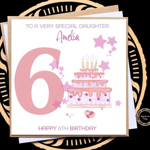 Gepersonaliseerde 5e 6e 7e verjaardagskaart voor meisje dochter zus nichtje peetdochter meisje kleindochter, zesde verjaardagskaart, 8e 9e verjaardag
