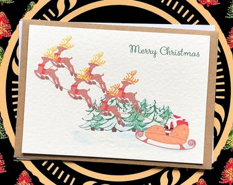 Paquete de 4 tarjetas navideñas: Juego de tarjetas festivas, Papá Noel, Paquete múltiple, Surtido, Árbol de Navidad, Paquete de tarjetas de felicitación navideñas de invierno