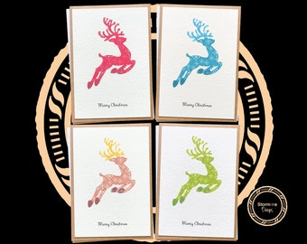 Paquete de tarjetas navideñas de 4 a 8 tarjetas: renos, surtido, conjunto, multipack, hechas a mano