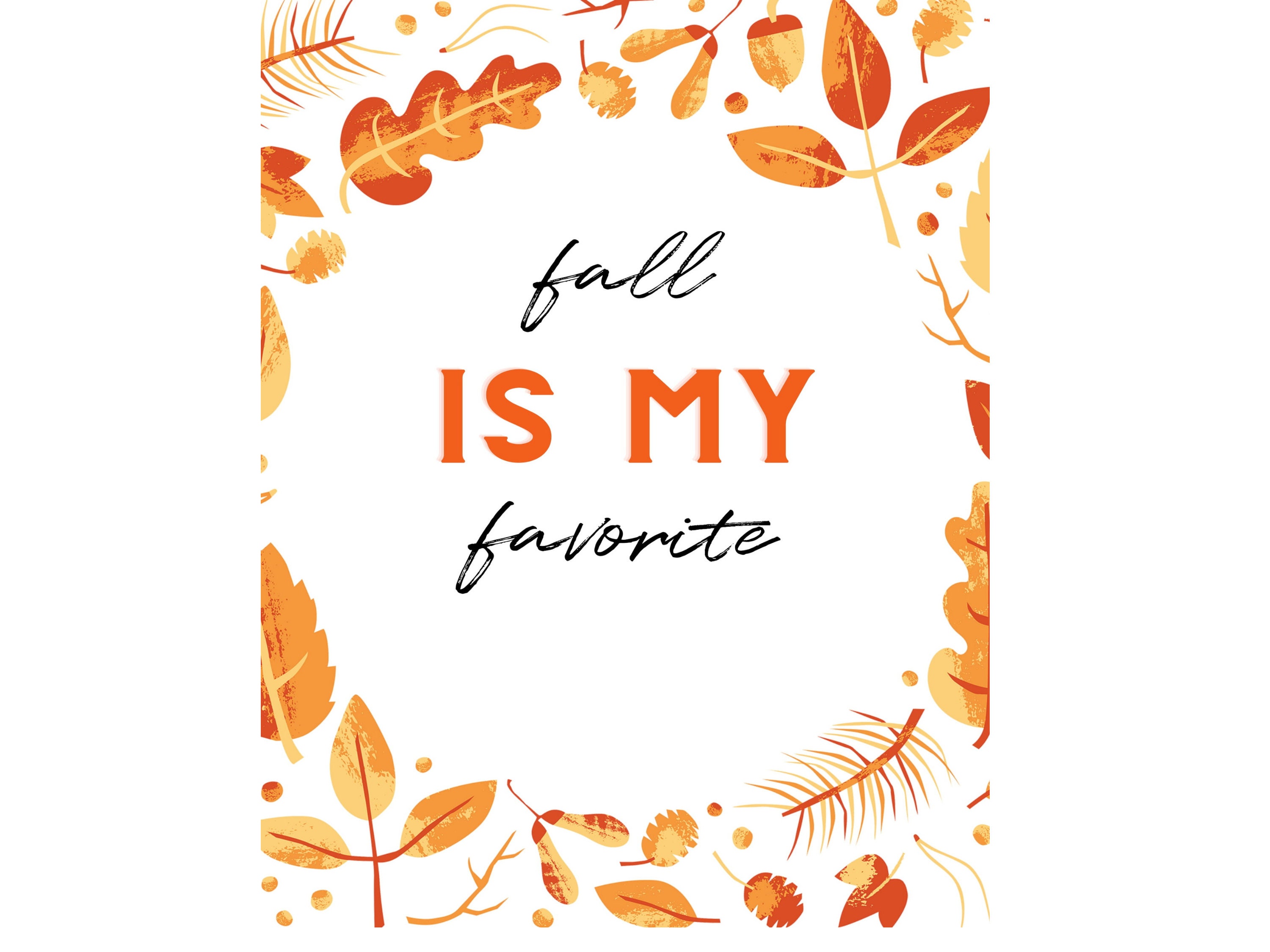 FALL seasonal wall art digital print fall is my favorite | Etsy
