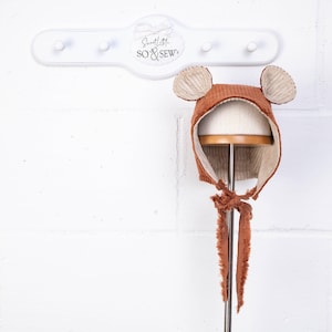 EASY Baby / Children&#39;s Bonnet with Bear ears PDF Sewing Pattern, simple Step-by-step Instructions,  Ear Design, Sizes 3-6 Mths - 3-4 Yrs