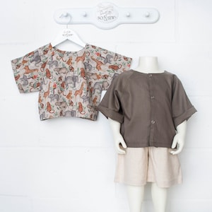 Camicia a maniche raglan per bambini, modello PDF, per neonati e bambini piccoli, istruzioni passo passo facili, taglie da 3-6 mesi a 4 anni
