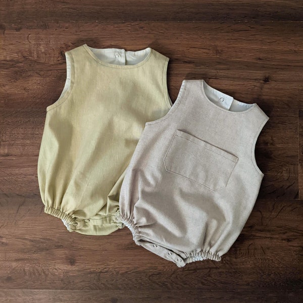Barboteuse facile pour enfants dans l’ensemble, modèle de couture PDF, bébés tout-petits, instructions faciles étape par étape, tailles 3-6 mois à 2 ans