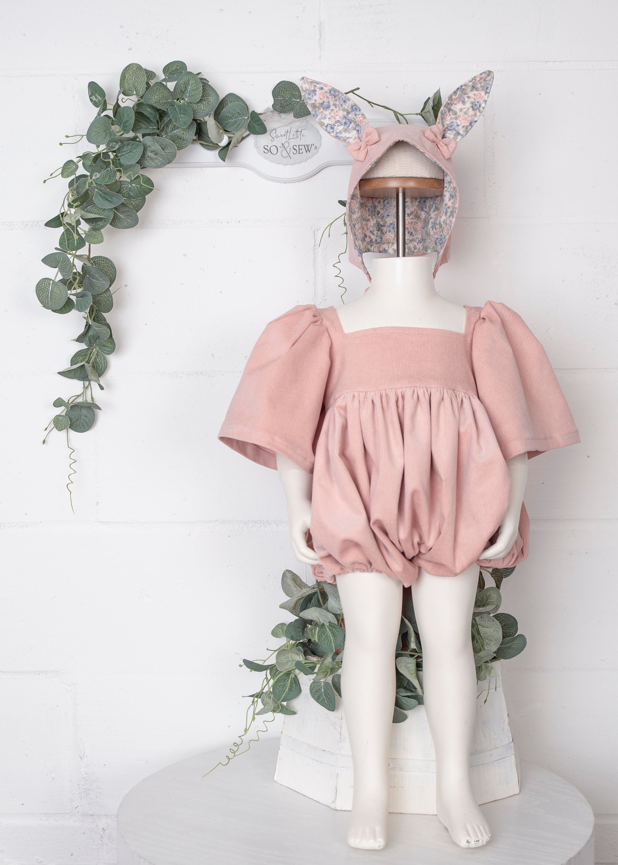 Romper & Bonnet PDF Sewing Pattern: Baby/kids Clothes, Sizes 3-6 