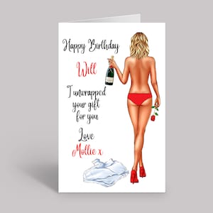 Personalised Birthday card for boyfriend girlfriend husband wife  naughty cheeky card