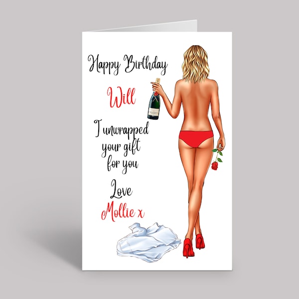 Carte d’anniversaire personnalisée pour petit ami petite amie mari femme carte effrontée coquine