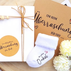 Geschenk Set "Du wirst Onkel / Tante" | Karte Box Schwangerschaft verkünden | Bekanntgabe ich bin schwanger | Socke personalisiert bedruckt