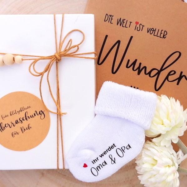 Geschenk Set "Du wirst Oma / Opa" | Karte Box Schwangerschaft verkünden | Bekanntgabe Ihr werdet Großeltern | Socke personalisiert bedruckt