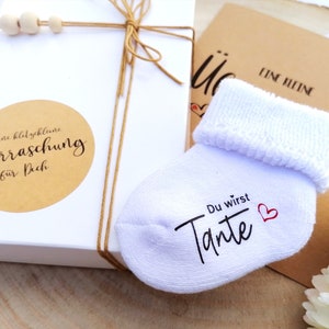 Geschenk Set "Du wirst Tante / Onkel" | Karte Box Schwangerschaft verkünden | Bekanntgabe ich bin schwanger | Socke personalisiert bedruckt