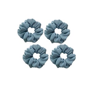 Set of 4 Small Chiffon Scrunchies Dusty Blue Hair Ties Hair Accessories for women & Girls