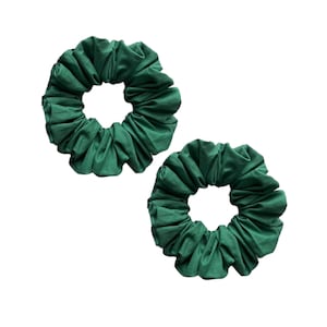 Set of 2 Scrunchies, Green Cotton Elastic Hair Bands Scrunchies  for Women or Girls Hair Accessories, Hair Ties