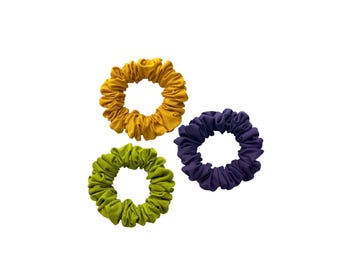 Set of 12 Soft Cotton Scrunchies - Colorful Hair Tie Bundle - Handmade Hair Accessories