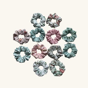 Floral Cotton Scrunchies - Set of 12 - Handmade in USA