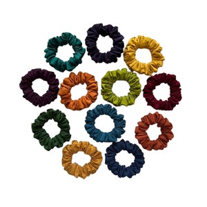 Set of 12 Scrunchies, Multicolor Cotton Elastic Hair Bands Scrunchies  for Women or Girls Hair Accessories, Hair Ties
