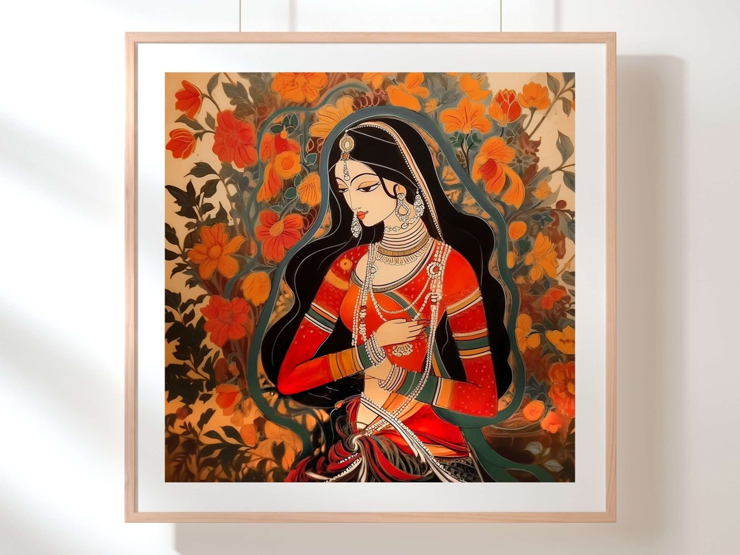 Madhubani Painting, Royal Indian Princess Artwork, Folk Art ...