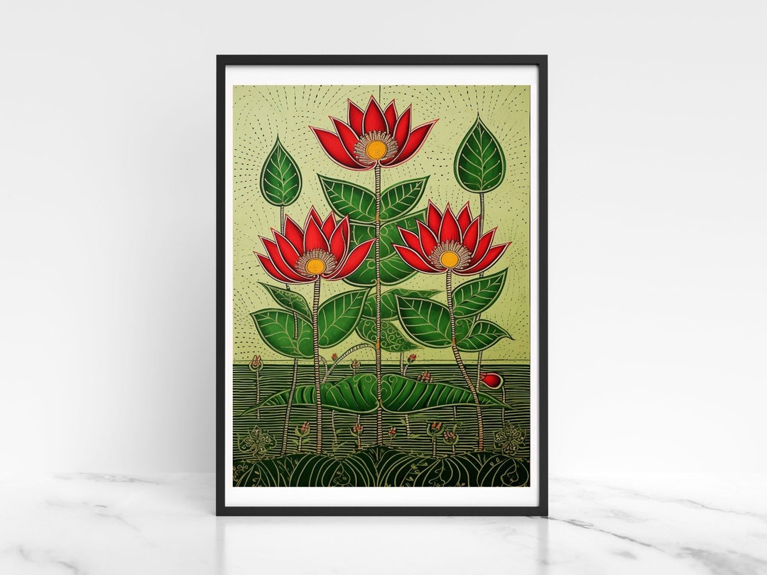 Madhubani Art, Indian Art, Lotus Mandala, Vibrant Colors, Intricate ...