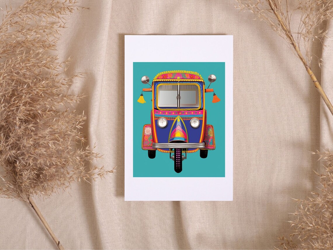Indian Art Style Auto Rickshaw Illustration Local Transport Urban Art ...