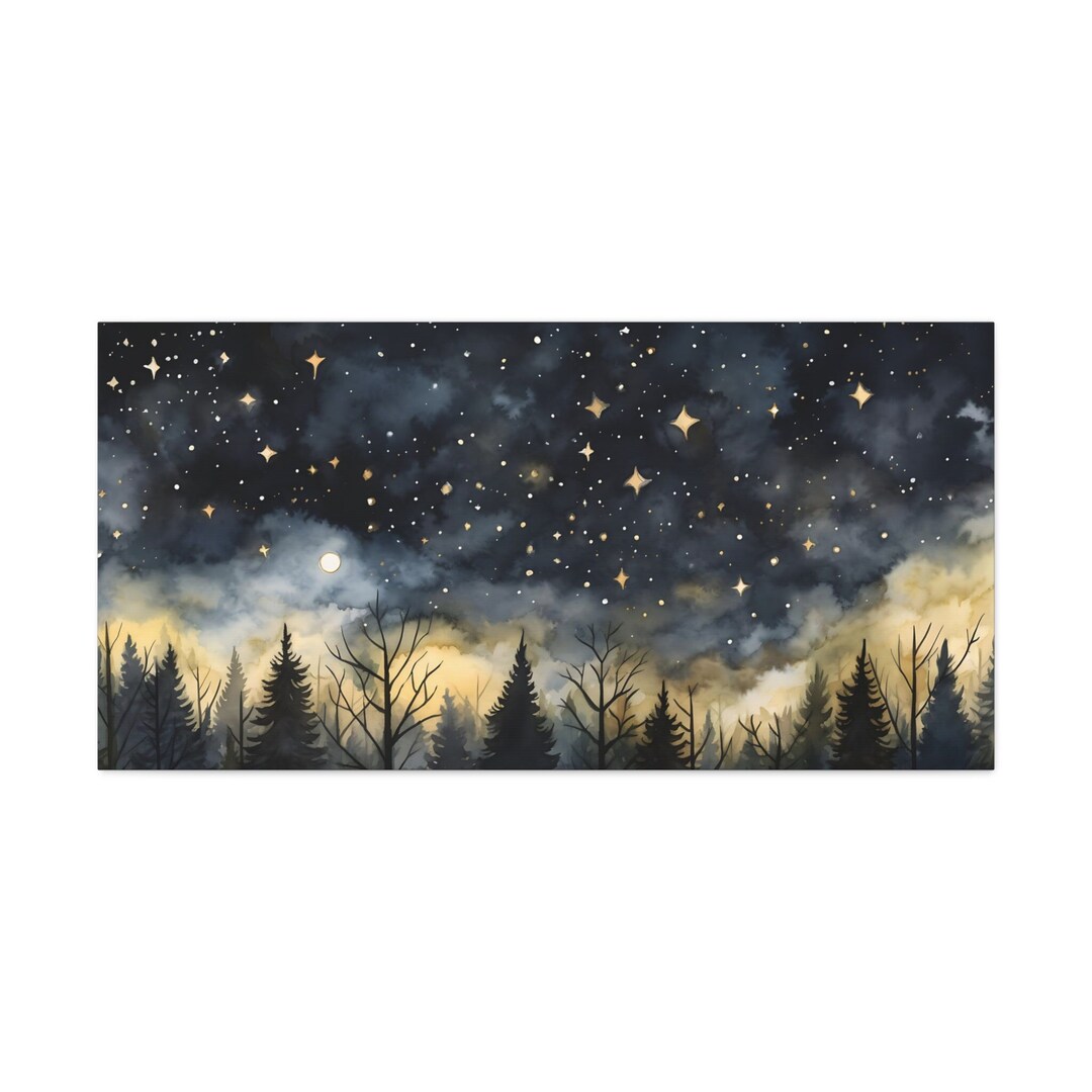 Magical Night Sky Enchanting Forest Starry Night Landscape Forest ...