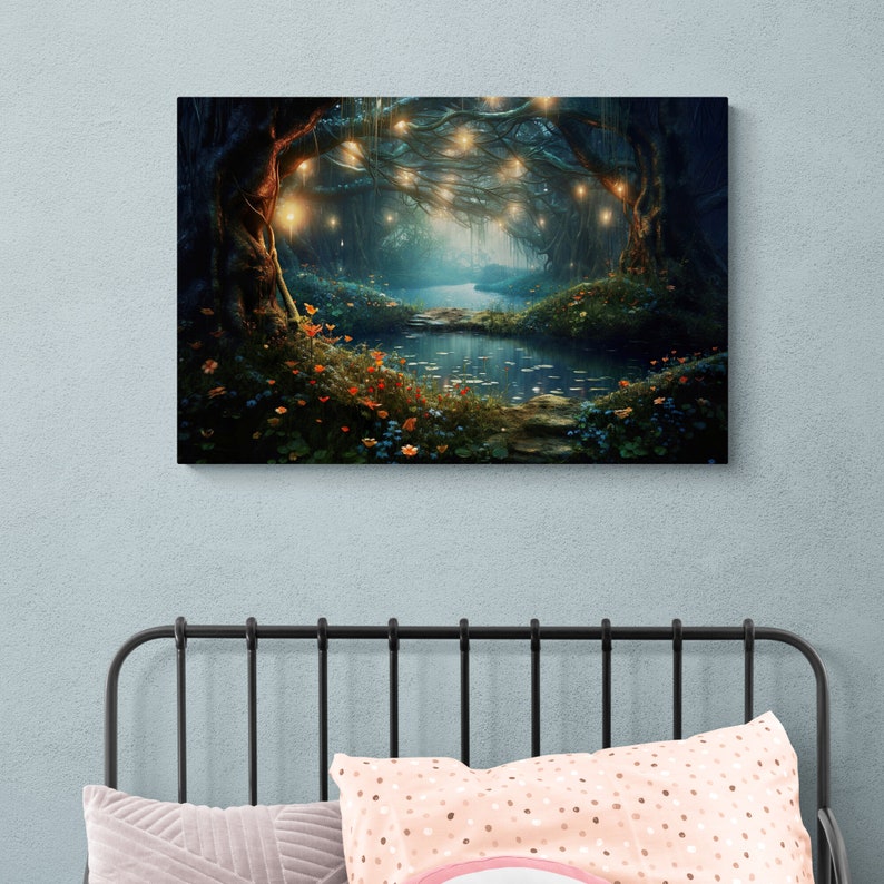Fantasy Wall Art Magical Forest Canvas Print Enchanted Forest Landscape ...