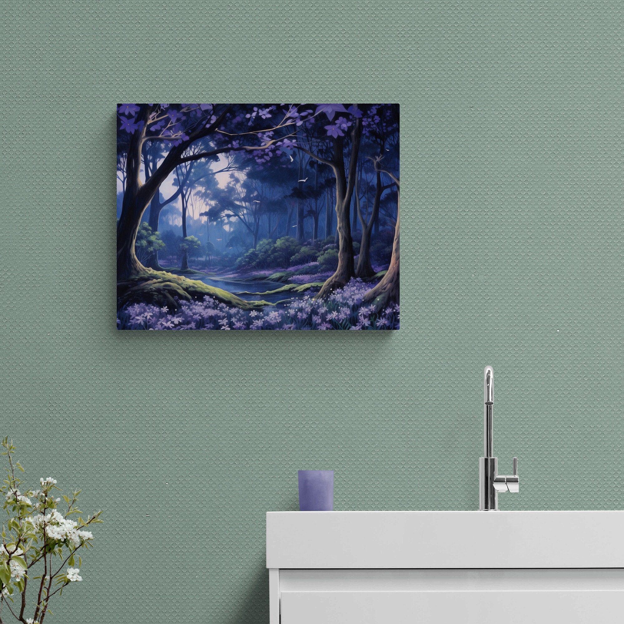 Mystical Forest Art Enchanted Forest Canvas Print Magical Purple Forest ...
