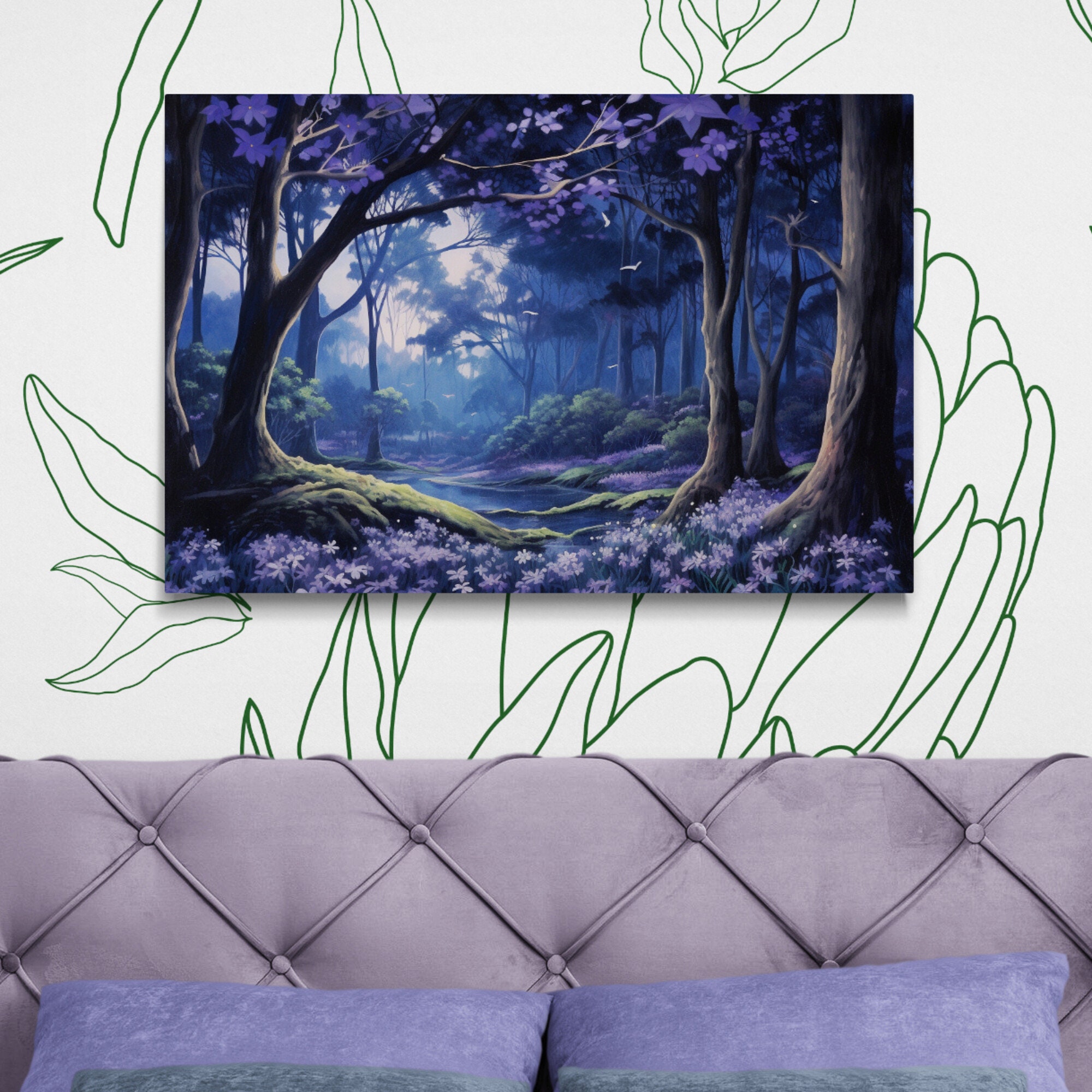 Mystical Forest Art Enchanted Forest Canvas Print Magical Purple Forest ...