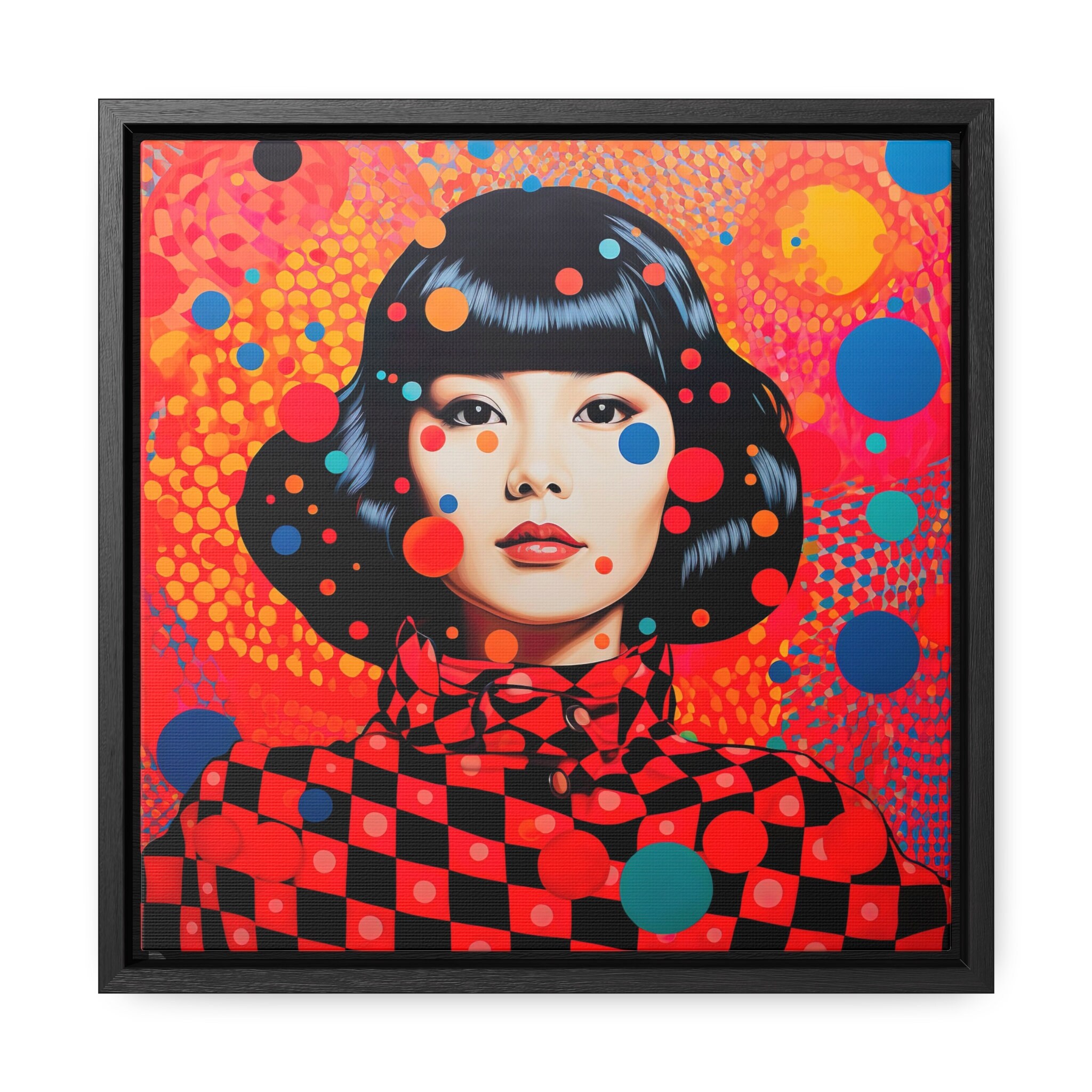 Vibrant Woman in Dots Asian Woman Pop Art Modern Framed