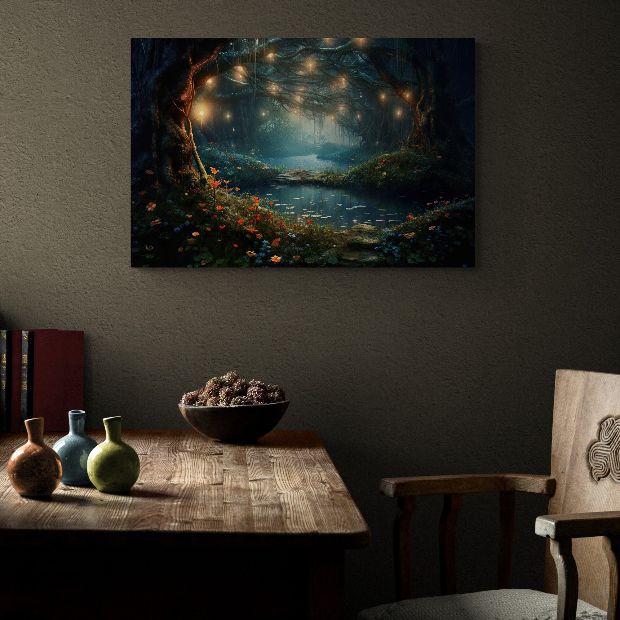 Fantasy Wall Art Magical Forest Canvas Print Enchanted Forest Landscape ...