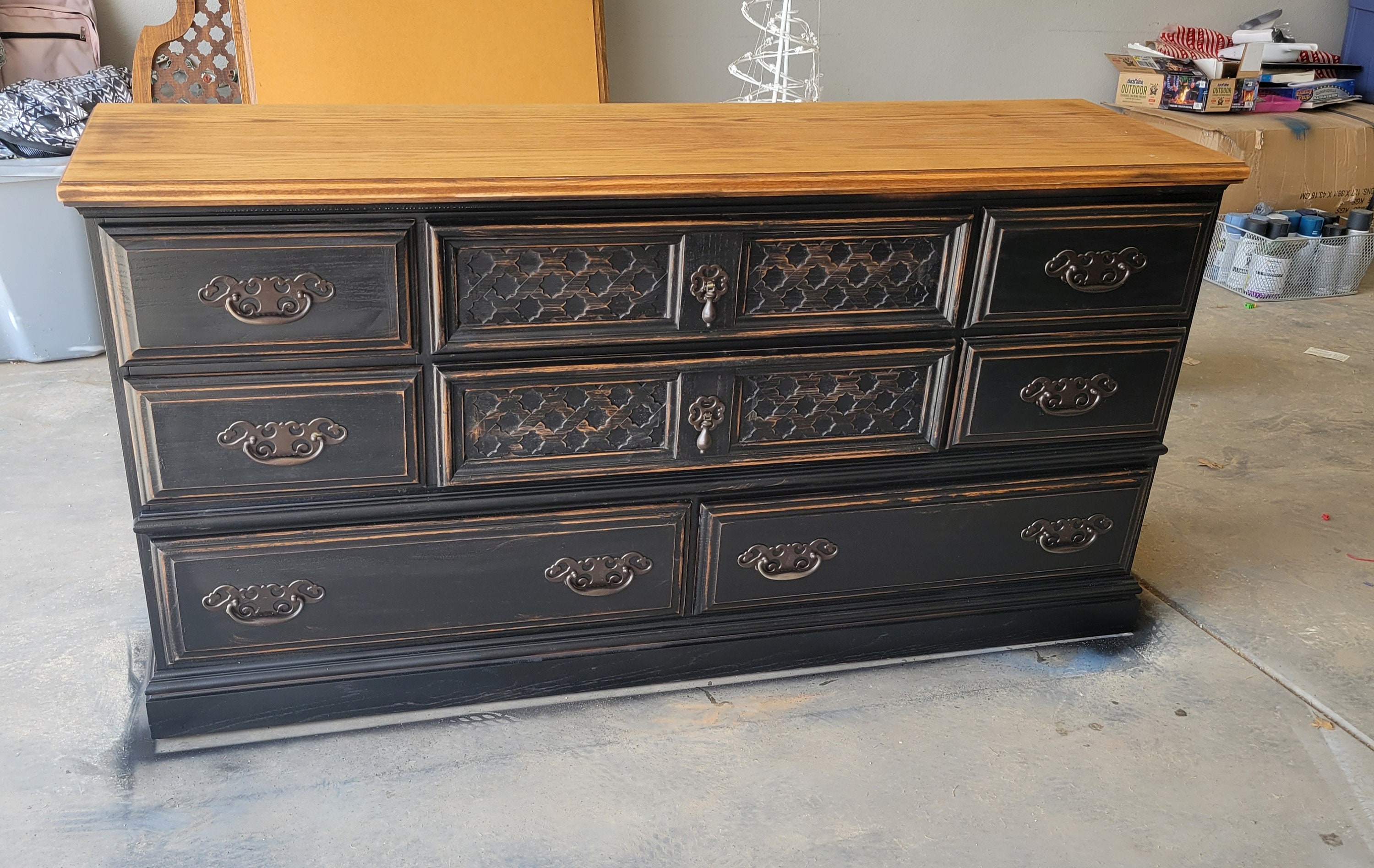 Beautiful antique black refinished dresser Etsy