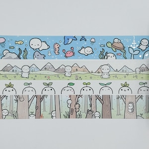 Échantillons de ruban adhésif washi, intervalles de 0,5 m, The Coffee Monsterz Co, washi océan, washi forêt, washi montagne, washi randonnée, petites pousses