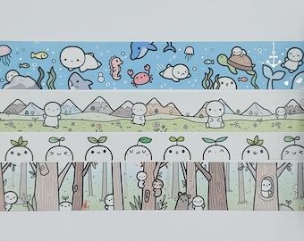 Washi tape samples, 0.5 m length intervals, The Coffee Monsterz Co, Ocean washi, Forest washi, Mountain washi, hiking washi, little sprouts
