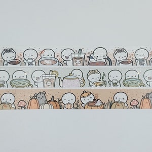 Échantillons de ruban adhésif washi, vendus par longueur de 0,5 m, The Coffee Monsterz Co, TCMC, washi café, washi thé, washi automne, washi automne, citrouille