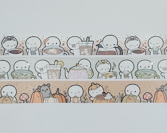 Washi tape samples, sold by 0.5 m lengths, The Coffee Monsterz Co, TCMC, coffee washi, tea washi, autumn washi, fall washi, pumpkin patch