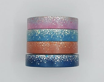 Simply Gilded, washi tape samples, sold in 0.5 m length intervals, stardust washi, sparkle washi, 10 mm wide