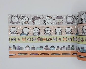 Washi tape samples, sold by 0.5 m lengths, The Coffee Monsterz Co, TCMC, Halloween washi, fountain pen, cat washi, planner washi, journal