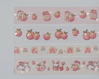 Create with Pen washi tape samples, sold by 0.5 m (~19.7") lengths, peach jam washi, peaches washi, summer washi, fruit washi, rainbow washi