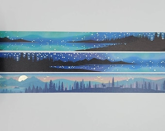 Simply Gilded, washi tape samples, SG washi, sold by 0.5m lengths, passport washi, travel, Aurora, Lake, summer, Canadian Rockies, Mountains