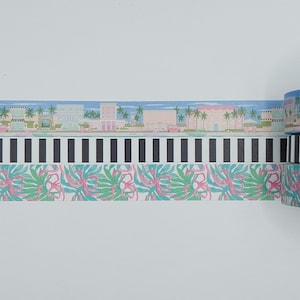 Simply Gilded, échantillons de ruban adhésif washi, intervalles de 0,5 m, washi de Palm Beach, washi de Floride, vacances d'été, washi à rayures, feuille de palmier