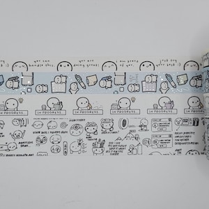 Échantillons de ruban adhésif washi, intervalles de 0,5 m, The Coffee Monsterz Co, travail en cours, croquis à la main, liste de choses à faire, washi vertical, motivation