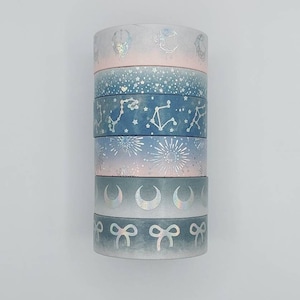 Simply Gilded, échantillons de ruban adhésif washi, vendus par longueurs de 0,5 m, washi gouttes de lune, washi lune, washi galaxie, washi feu d'artifice, washi espace