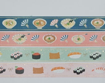 Simply Gilded, washi tape samples, sold in 0.5 m length intervals, sushi washi, Ramen washi, Lunar New Year, Chinese New Year, food washi