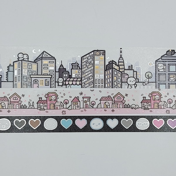 Washi tape samples, sold in 0.5 m lengths, The Coffee Monsterz Co, city washi, love washi, valentine washi, spring time washi, neighbourhood