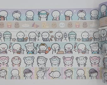 Washi tape samples, sold by 0.5 m lengths, The Coffee Monsterz Co, potato washi, health care washi, baking washi, cooking washi, down days