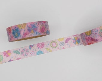 Washi tape rolls, 10 m roll, Umbrella washi, Rainy day, Weather washi, Spring washi