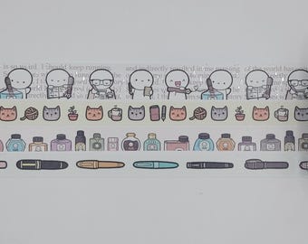 Washi tape samples, sold by 0.5 m lengths, The Coffee Monsterz Co, fountain pen, cat washi, planner washi, journal washi