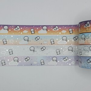 Échantillons de ruban adhésif washi, intervalles de 0,5 m, The Coffee Monsterz Co, washi galaxie, washi ciel, washi nuage, washi ciel nocturne, nuit étoilée