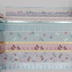 Simply Gilded, échantillons de ruban adhésif washi, vendus par intervalles de 0,5 m, washi printanier, washi hollandais, champs de tulipes, washi lapin, washi moulin à vent