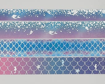 Simply Gilded, washi tape samples, 0.5m length intervals, Mermaid washi, Mermaid tail, stardust washi, ocean washi